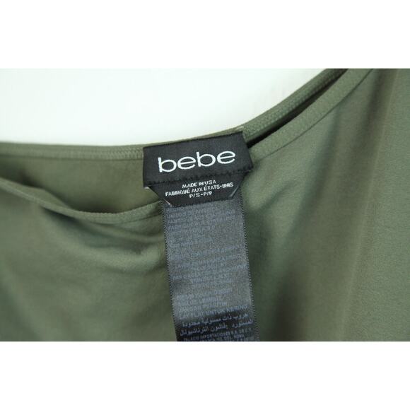 Vintage 90s Y2K Bebe One Sleeve Bodysuit Olive Green Rave Cutout XS S USA - Picture 12 of 14